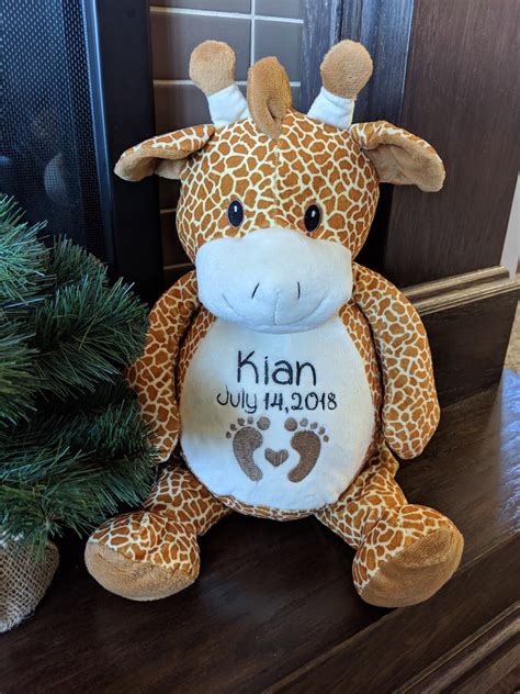 Personalized Giraffe Baby Stuffed Animal Birth Announcement Etsyde