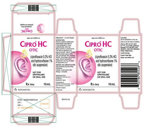 Ndc 0078 0855 Cipro Hc Ciprofloxacin Hydrochloride And Hydrocortisone