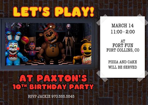 Five Nights At Freddys Invitation Template Free Web Check Out Our
