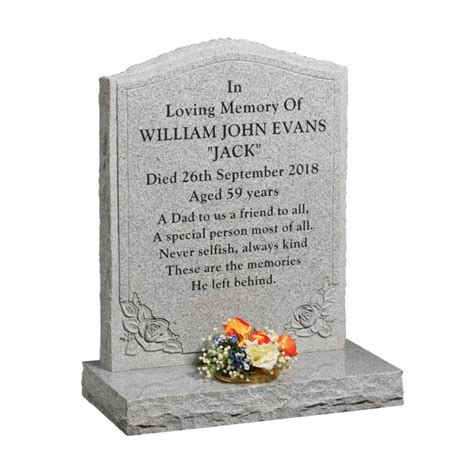 Polished And Pitched Light Grey Granite Headstone 1st Choice Memorials