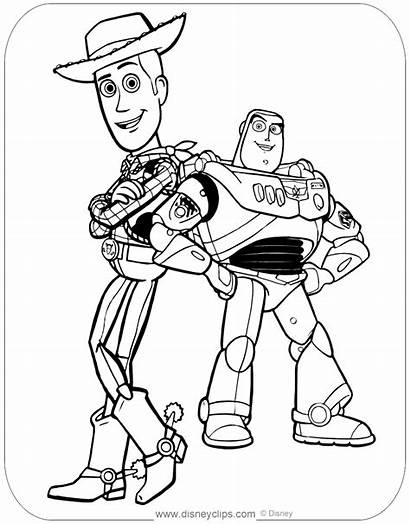 Woody Coloring Toy Story Pages Buzz Disneyclips