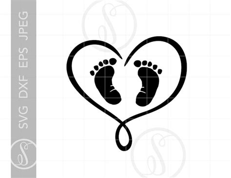 Free 206 Baby Footprint Heart Svg Svg Png Eps Dxf File