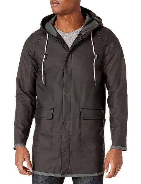 Levis Rubberized Pu Hooded Rain Parka Jacket In Black For Men Lyst