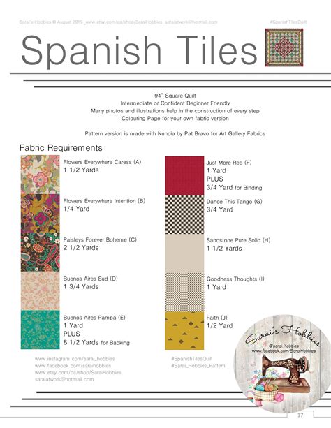 Spanish Tiles Quilt Pattern Etsy