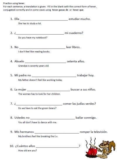 Spanish Worksheets For Kids For Learning Spanish