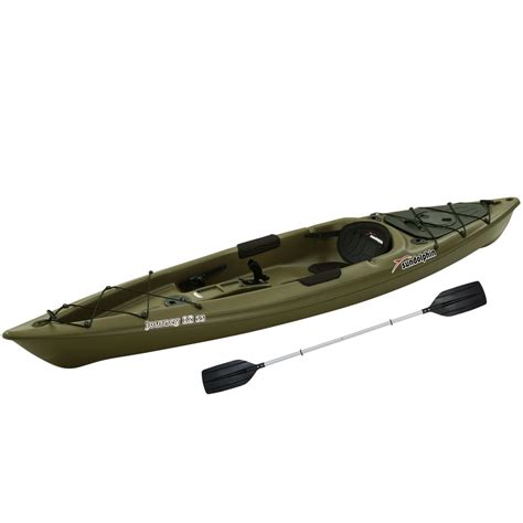 Sun Dolphin Journey 12 Sit On Fishing Kayak Olive Paddle Included