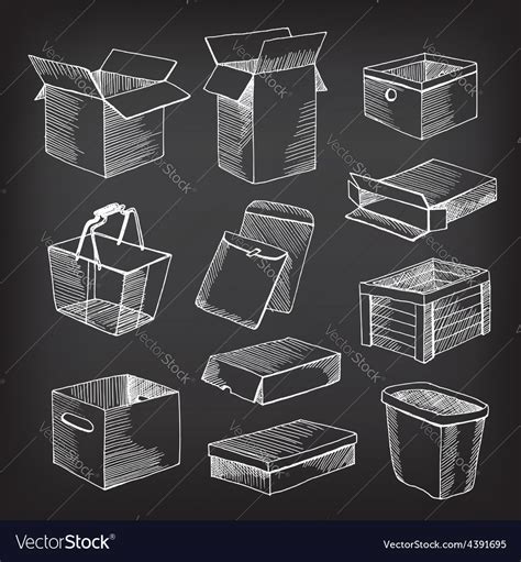 Package And Boxes Sketch Design Royalty Free Vector Image