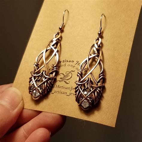 Wire Jewelry Earrings Wire Wrapped Earrings Wrapped Pendant Copper