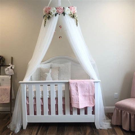 Aulora Canopy Serene Floral Crib Canopy Bed Crown Etsy Crib