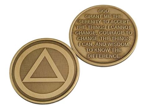 Aa Circle Triangle Serenity Prayer Medallion Bronze Aa Tokens Chips