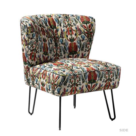 Jayden Creation Dionisio U Shaped Legs Upholstery Armless Chair With Tufted Print Chm0173 Floral