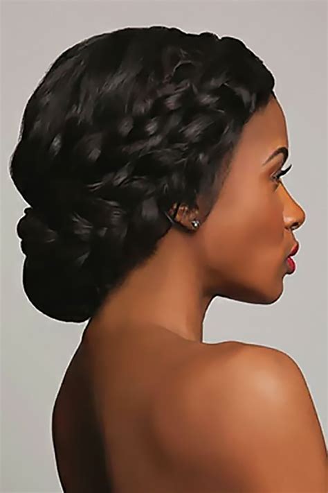 Black Women Wedding Hairstyles Updo For Medium Hair With Braid