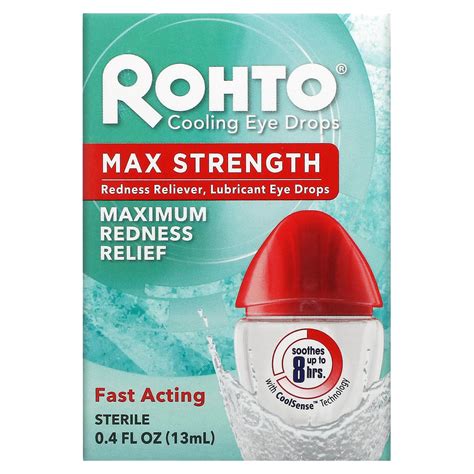 Rohto Cooling Eye Drops Max Strength Maximum Redness Relief 0 4 Fl