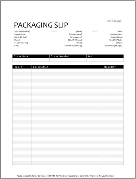 25 Free Shipping And Packing Slip Templates For Word And Excel