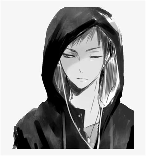 Graphic Library Anime Boy Png Anime Boy Black And White Hoodie Png