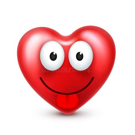 Heart Smiley Emoji Vector For Valentines Day Funny Red Face With