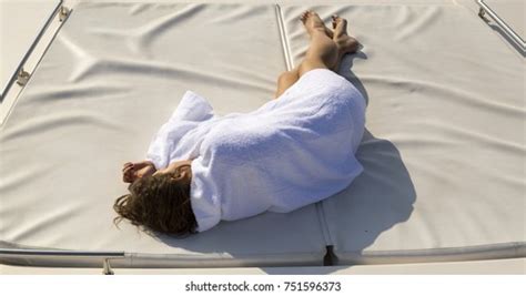 Beautiful Girl On Yacht Naked Wrapped Stock Photo Shutterstock