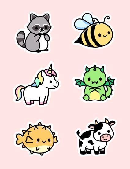 Cute Animal Sticker Pack 5 Sticker By Littlemandyart In 2021 Cute