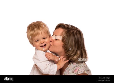 Happy Mother Embracing Her Little Boy Stock Photo Alamy