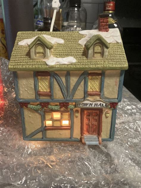 Americana Collectibles Illuminated Hand Painted Porcelain Townhall Ebay