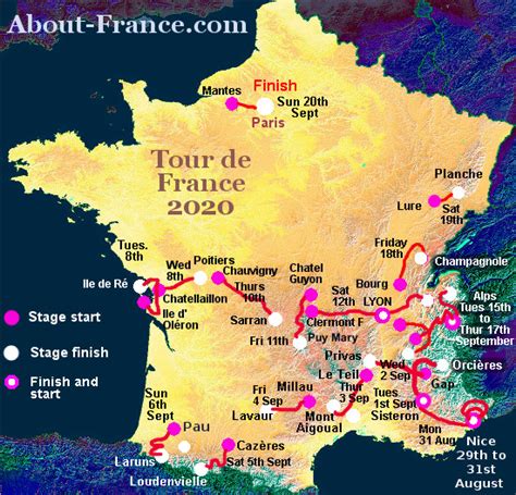 The Tour De France 2020 In English Route And Map