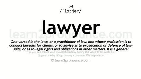 (n.) one who is legally appointed by another to transact any business for him; Lawyer pronunciation and definition - YouTube
