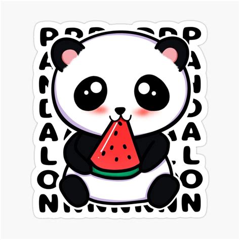 Panda Eating Watermelon Sticker By Butterflyx Eating Watermelon