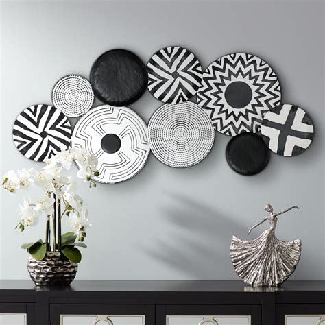 Newhill Designs Abstract Discs 45 14 Wide Black And White Metal Wall