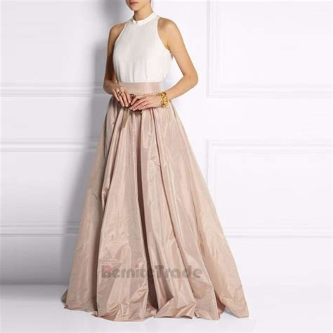 Champagne Taffeta Skirts Long Maxi Prom Party Evening Celebrity Skirt