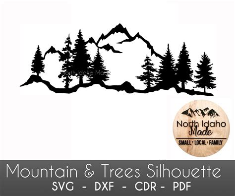Mountain With Trees Silhouette Instant Download Dxf Svg Pdf Etsy Uk