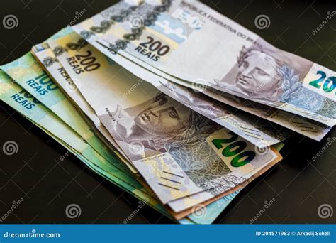 Money In Brazil 200 Brazilian Banknotes ReaÃ­s Real R Brl Stock Image