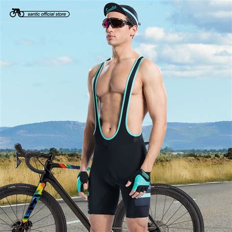 Santic Men Cycling Padded Bib Shorts Pro Fit Summer Shockproof 4D Pad