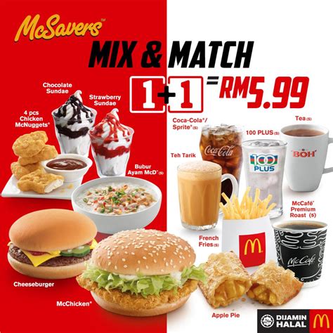 But what makes it so loved by its customers is that it provides a wide variety of combo meals and has a menu which is perfect for having a family meal. I'm lovin' it! McDonald's® Malaysia | McSavers Mix & Match
