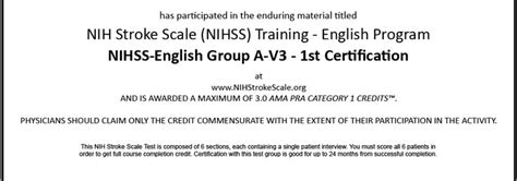 Certificate Nih Stroke Scale Administration Certificate