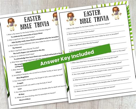 Easter Bible Trivia Game Printable Christian Easter Games Etsy