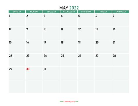 Blank Calendar May 2022 Printable Best Calendar Example