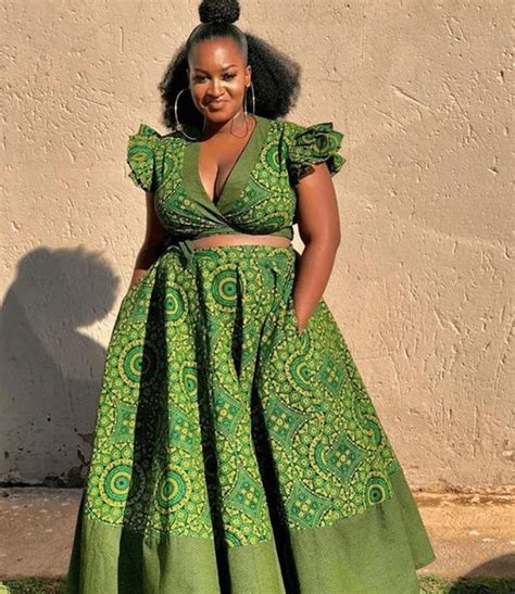 Plus Size Green Shweshwe Dress Sunika Magazine