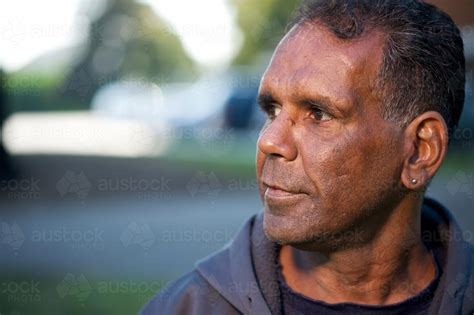 image of indigenous australian man in profile austockphoto