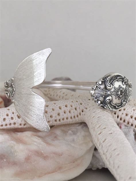 Sterling Silver Mermaid Tail Spoon Cuffbangle Bracelet Etsy