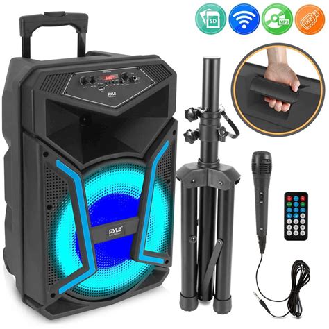 Pyle Bluetooth Pa Speaker And Microphone System Wired Mic Built In
