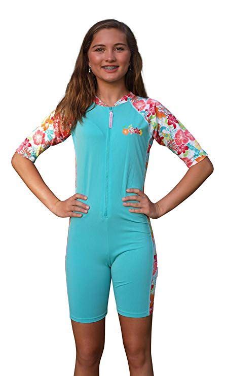 Sun Emporium Girls Spf Protective Uv Swimsuit Turquoise Bathing Suit Upf Spf Protection