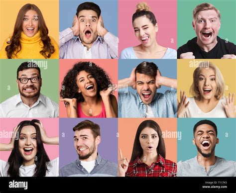 People Emotions Collage Stock Photo Alamy