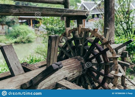 Old Mill Wooden Water Wheel In China Stock Photo Image Of Cave