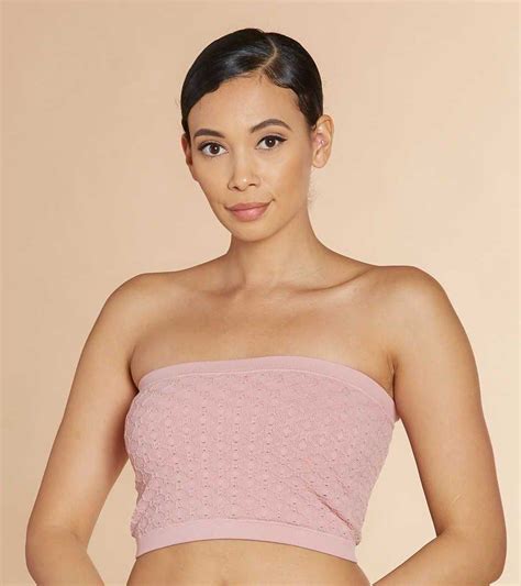 Bozzolo Brand 61933 Seamless Bandeau Crop Tube Top Available In Black And Pink Spaghetti Strap