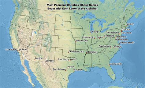 Most Populous Us Cities Whose Names Begin With Each Letter Of The