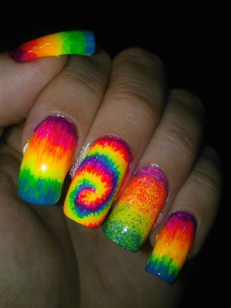 Amazing Neon Rainbow Nails Mine Would Have To Be Short Thoughi Don