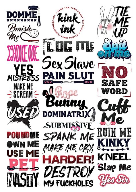 Kink Ink 30 Bdsm Temporary Tattoo Sexy Naughty Kinky Adult Fake Sticker Beauty