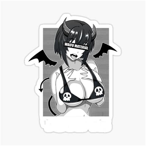 Ahegao Waifu Material Shirt Lewd Devil Anime Girl Cosplay Sticker For