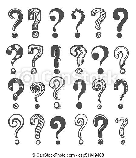 Doodle Question Marks Hand Drawn Interrogation Icons Or Sketch Ask Questions Isolated On White