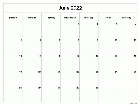 Printable June 2022 Calendar Free Printable Calendars